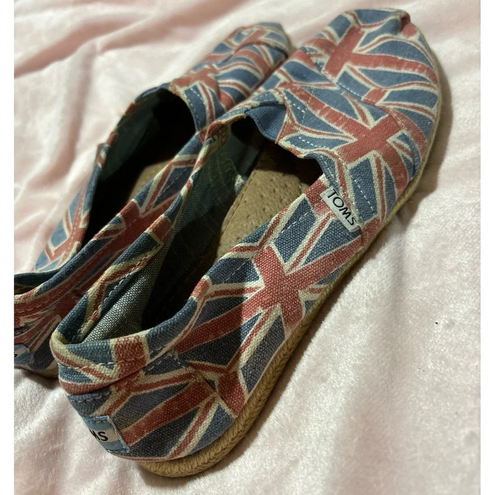Toms‎ Rare & HTF Women's Union Jack British Flag Espadrille Flats, Size 7